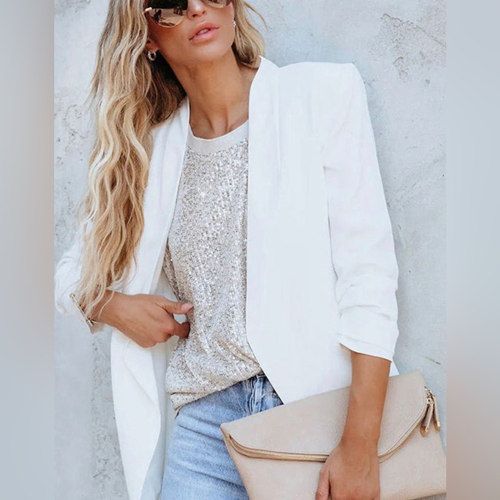 #27 White All Sequin Sleeveless Top - Picture 3 of 10